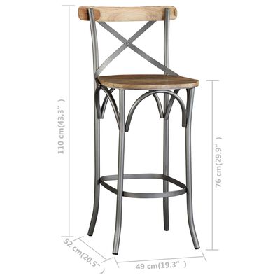 vidaXL Bar Stool Solid Mango Wood