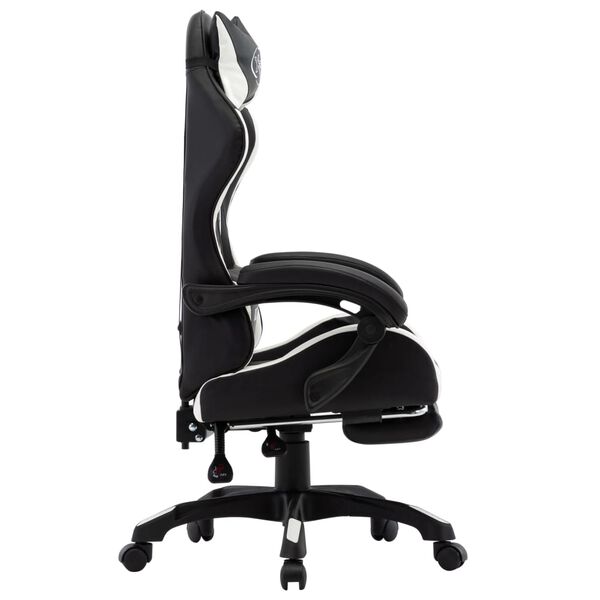 vidaXL Racing Chair White and black Faux leather, PVC, polyester, cotton