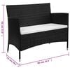 vidaXL Garden Bench Black and Cream White PE Rattan and Powder-Coated Steel