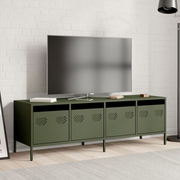 vidaXL TV Cabinet Olive Green Cold-rolled Steel Adjustable Feet