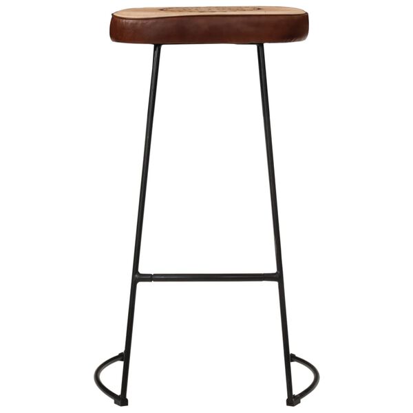 vidaXL Bar Stool Set of 2 Dark Brown Faux Leather, Metal, Canvas