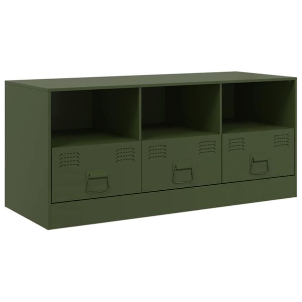 vidaXL TV Cabinet Olive Green Cold-rolled steel Medium TV Cabinet
