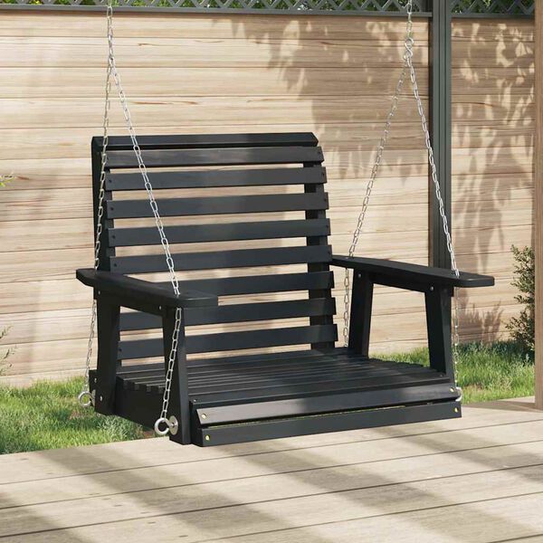vidaXL Garden Swing Chair Black Solid fir wood Single Comfy