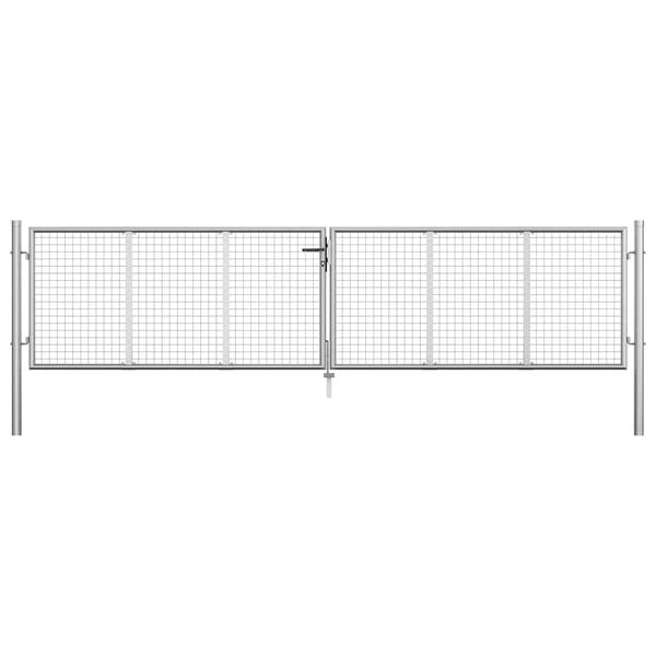vidaXL Garden Gate Galvanised Steel 157.5x29.5" Silver