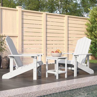 vidaXL Patio Adirondack Chairs with Table HDPE White