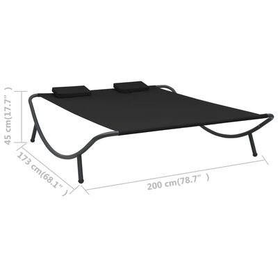 vidaXL Patio Lounge Bed Fabric Black