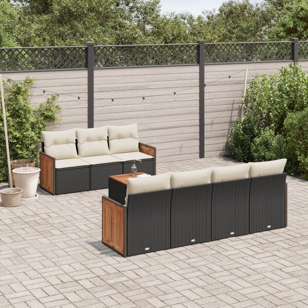 vidaXL Garden Sofa Set Black, Cream