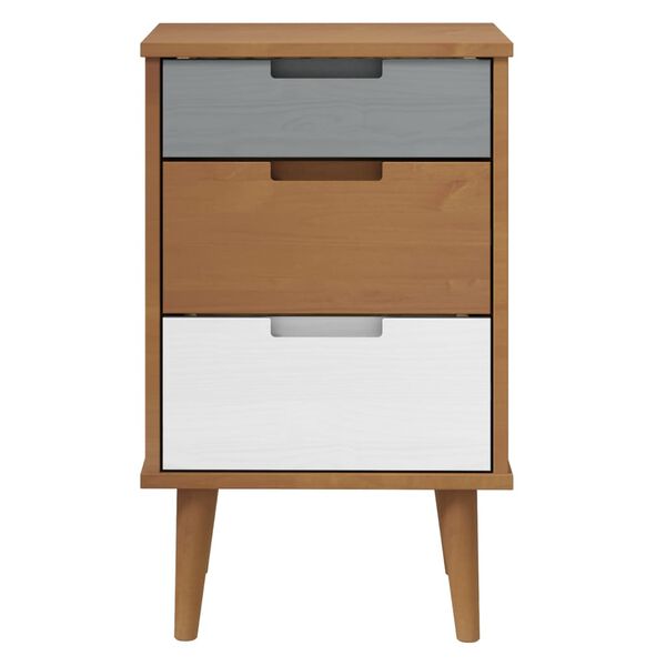 vidaXL Bedside Cabinet Brown Solid pine wood with UV varnish finish