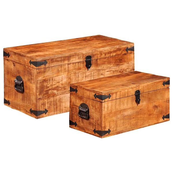 vidaXL Storage Box Rough Mango Wood Multiple Sizes Included Sturdy