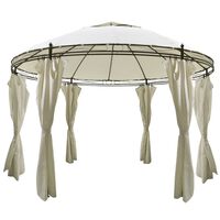 vidaXL Round Gazebo with Curtains 11' 5'' x 8' 9''