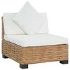 vidaXL Armless Sofa Brown and cream white Natural Rattan Compact Durable