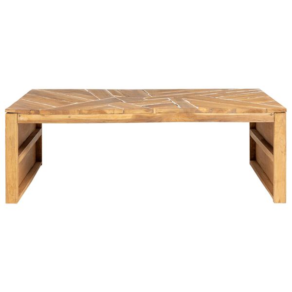 vidaXL Coffee Table Natural wood Solid teak wood 43.3x13.8x15.0 in