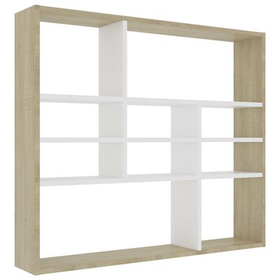 vidaXL Wall Shelf White and Sonoma Oak 35.4"x6.3"x30.7" Engineered Wood