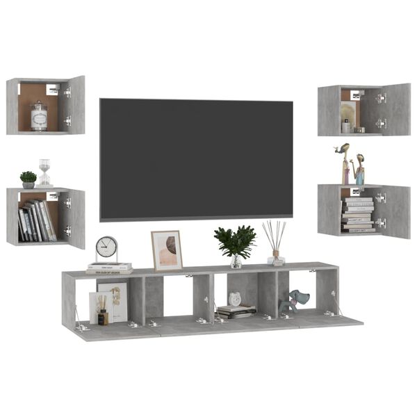 vidaXL TV Cabinet Concrete Gray Engineered Wood Large TV Cabinet
