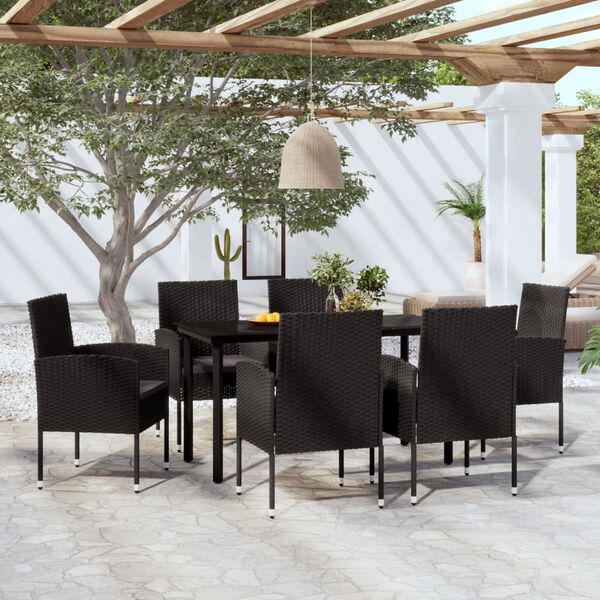 vidaXL Garden Dining Set Black and Dark Grey