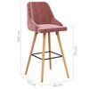 vidaXL Bar Chair Set of 2 Pink Velvet (100% polyester), solid beech wood
