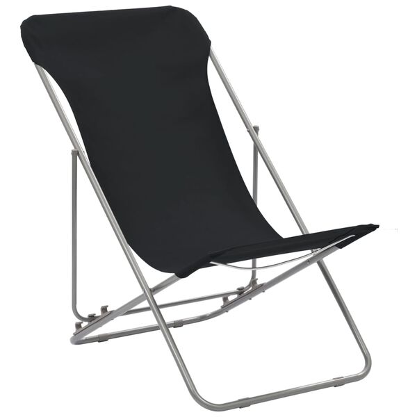 vidaXL Beach Chair Set of 2 Black