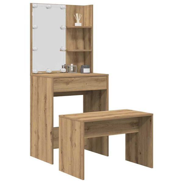 vidaXL Dressing Table Set Artisan Oak Engineered Wood Medium