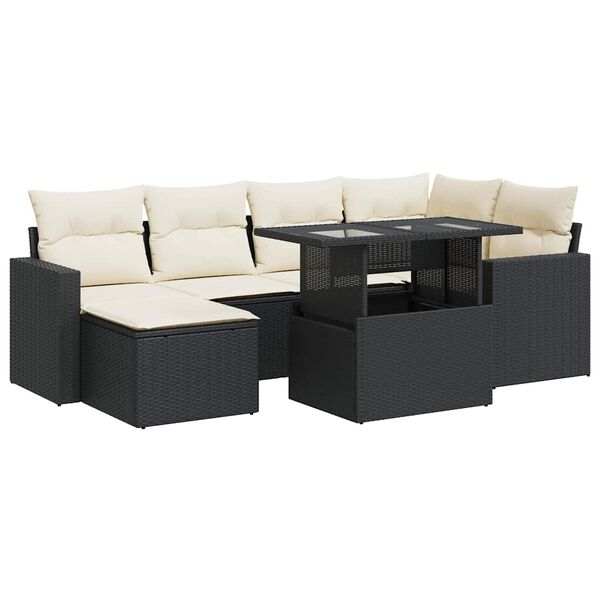 vidaXL Garden Sofa Set Black, Cream white