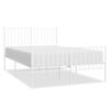 vidaXL Bed Frame White Powder-Coated Steel Small Double Bed Frame