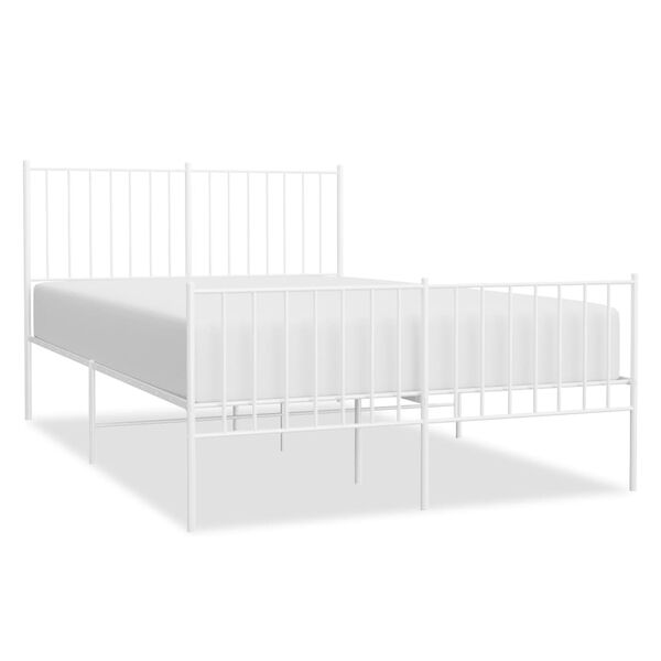 vidaXL Bed Frame White Powder-Coated Steel Small Double Bed Frame