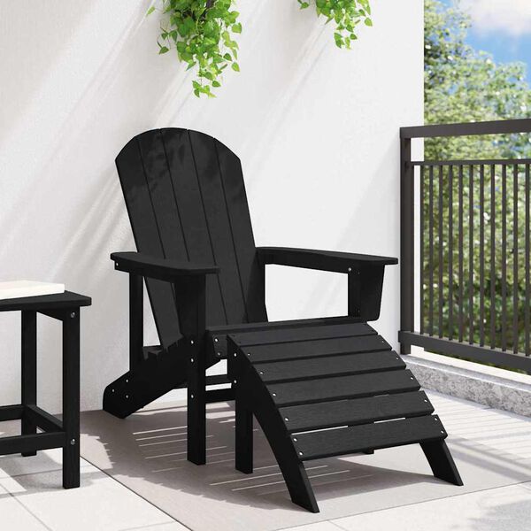 vidaXL Adirondack Chair Black 32.28 x 29.13 x 36.22 in HDPE