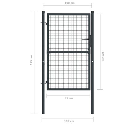 vidaXL Mesh Garden Gate Galvanized Steel 39.4"x68.9" Gray