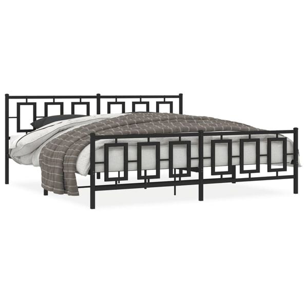 vidaXL Bed Frame Black Powder-coated steel 76x80 in Bed Frame
