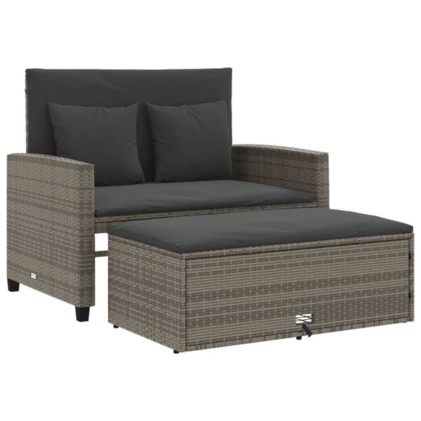 vidaXL Garden Sofa Grey PE rattan Medium