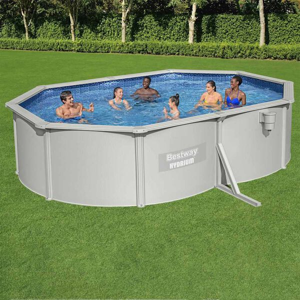 Bestway Swimming Pool Grey Galvanized steel Large Collapsible