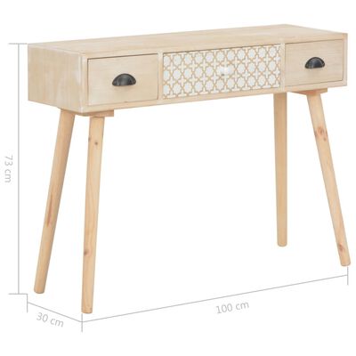 vidaXL Console Table with 3 Drawers 39.4"x11.8"x28.7" Solid Pinewood