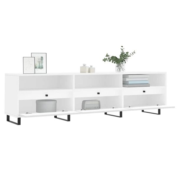 vidaXL TV Cabinet White Engineered wood and iron Medium Size TV Cabinet