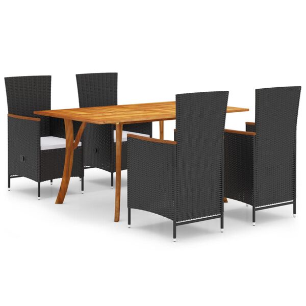 vidaXL 5 Piece Patio Dining Set Black