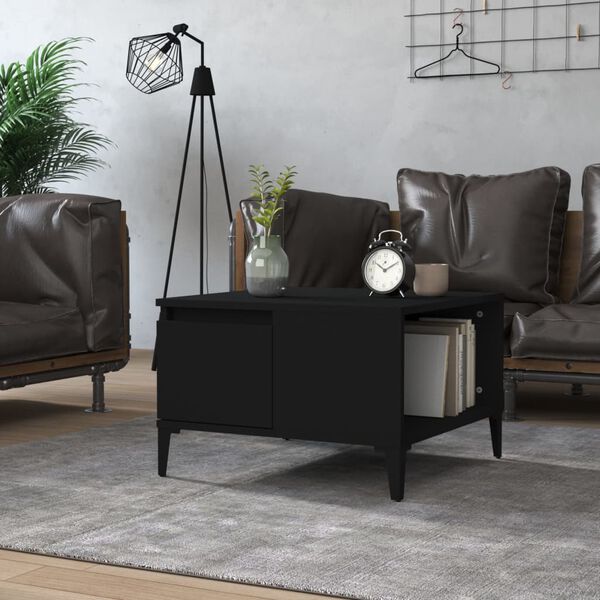 vidaXL Coffee Table Black Engineered wood, metal Medium Coffee Table