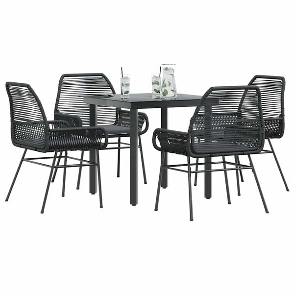 vidaXL Garden Dining Set Black, Dark Grey
