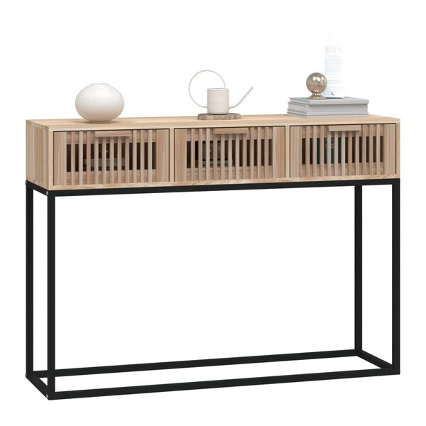 vidaXL Console Table White, Black Engineered wood, Solid pine, Iron Narrow