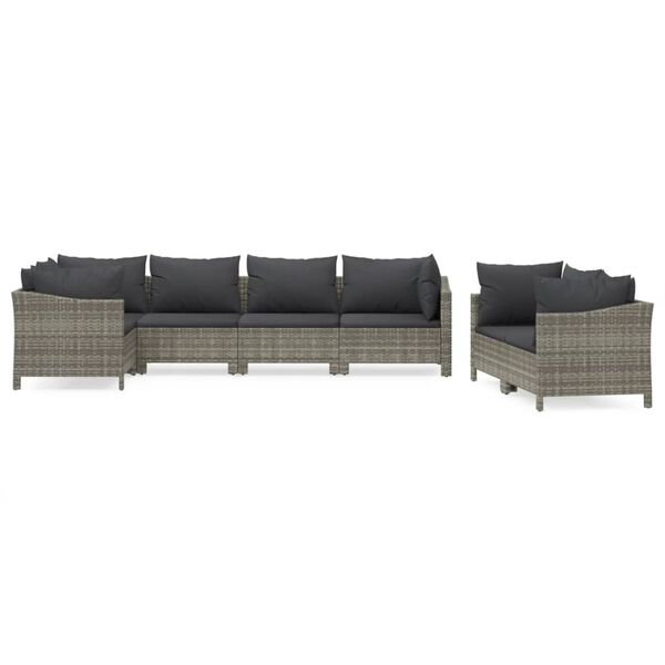 vidaXL Garden Lounge Set Gray PE rattan, Powder-coated steel Large