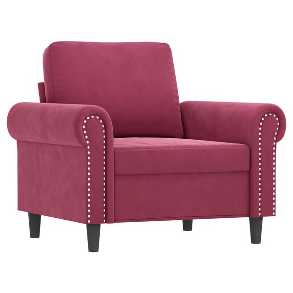 vidaXL Sofa Chair with Footstool Wine Red 23.6" Velvet