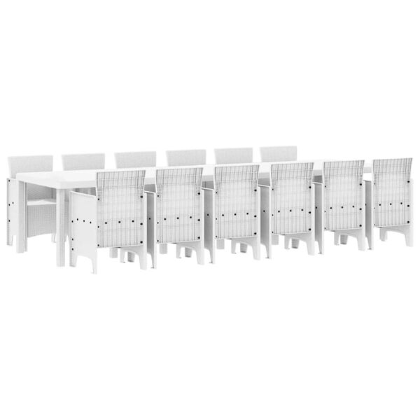 vidaXL Garden Dining Set 13 pcs White Polt rattan