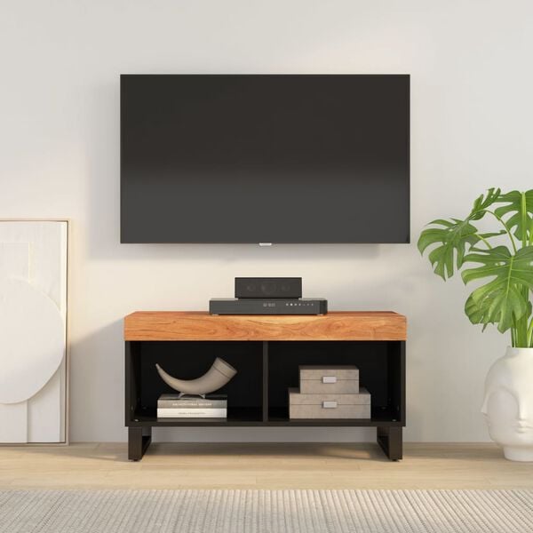vidaXL TV Cabinet Natural Wood Solid Acacia Wood Medium TV Cabinet