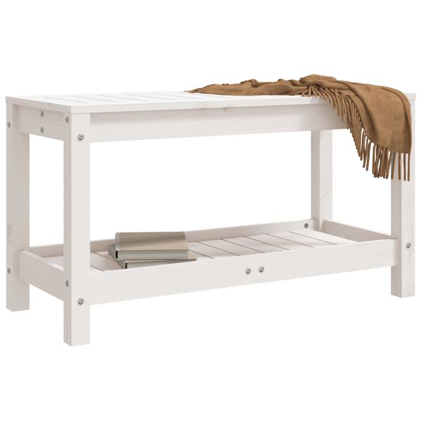 vidaXL Garden Bench White Solid pine wood Medium Garden Bench