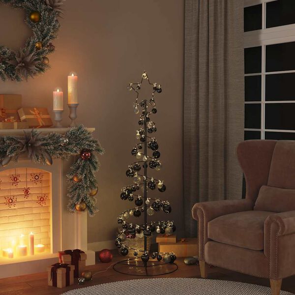 vidaXL Led Christmas Tree Black, Warm White Metal, Plastic Medium