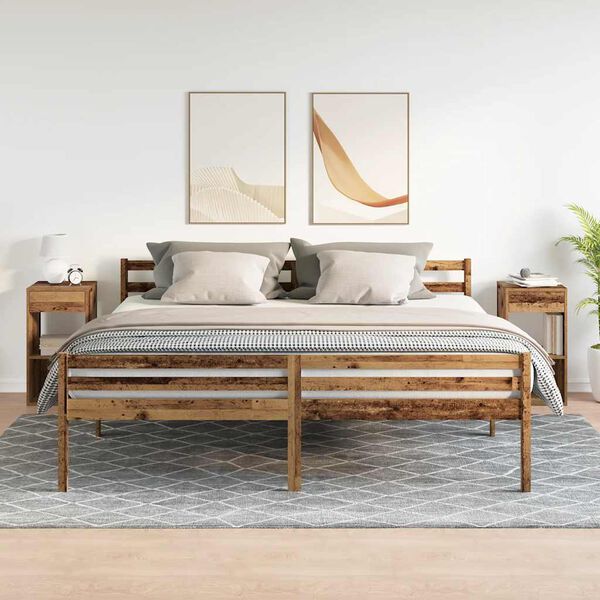 vidaXL Bedside Cabinet Set of 2 Old Wood Engineered Wood Standard