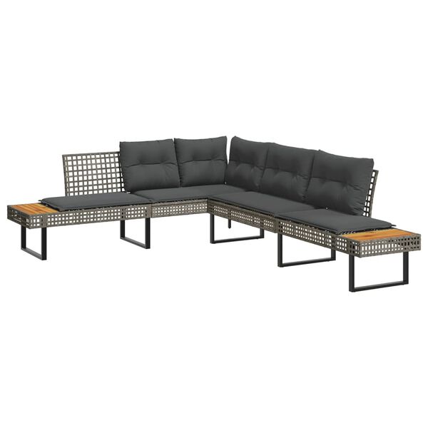 vidaXL Garden Sofa Set Grey, Dark Grey Poly Rattan Large