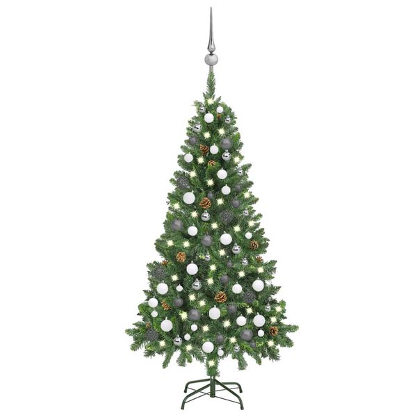 vidaXL Artificial Pre-lit Christmas Tree with Ball Set Pine Cones 59.1"