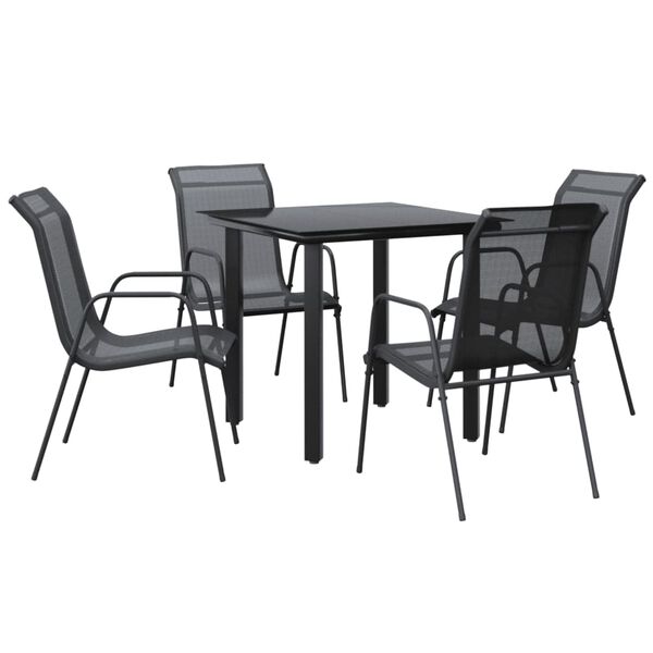 vidaXL Garden Dining Set Black and Dark Grey