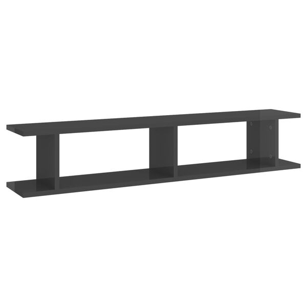 vidaXL Wall Shelf Set of 2 High gloss grey Engineered wood
