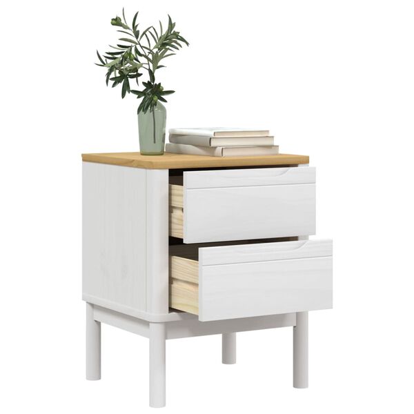 vidaXL Bedside Cabinet White Solid Pine Wood Small Bedside Cabinet