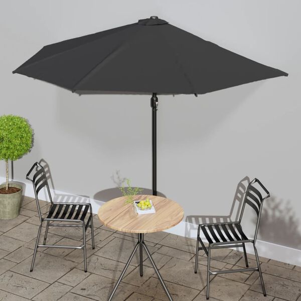 vidaXL Balcony Parasol Black Fabric, steel, aluminum 118.1x61.0x87.8 in