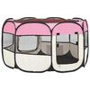 vidaXL Dog Playpen Pink and Cream Polyester and Steel Medium Foldable